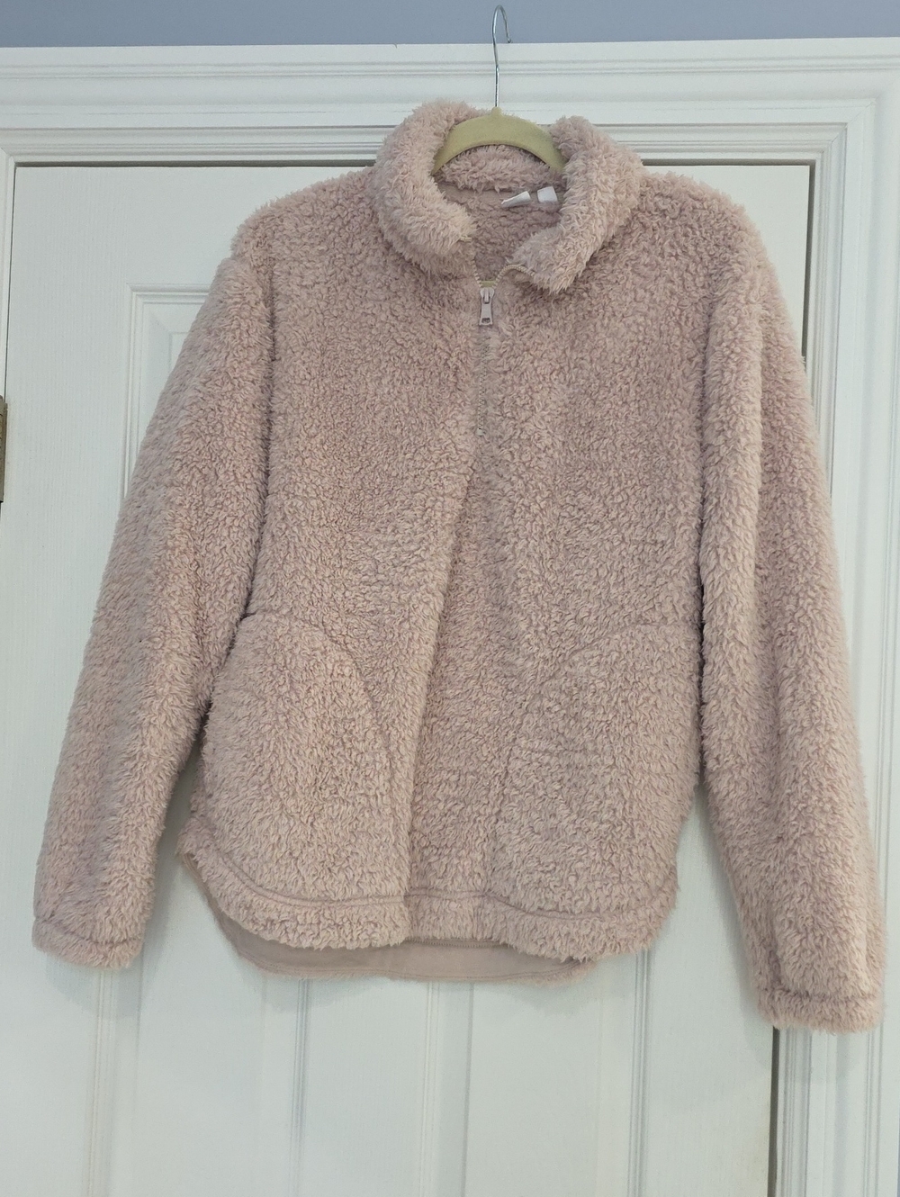 GAP Plush Sherpa Half-Zip Jacket in Blush Pink